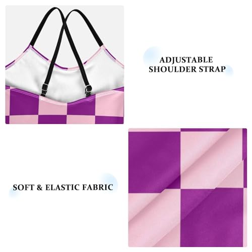 Image of Black and White Chess Girls One Piece Swimsuits Board Marble Tile Sport Halter Swimwear Beach Bathing Suit 3T