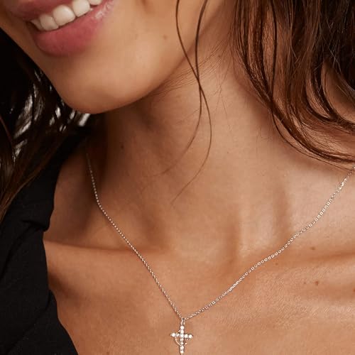 Cross Necklace With Crown For Women 18k Gold/White Paved Cross Rotated Crown Necklace Pendant Jewelry4