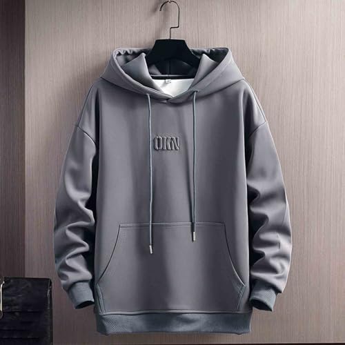 Mens Y2K Hoodies Long Sleeve Pullover Hooded Sweatshirt Casual Baggy Fall Outfits Trendy Solid Fleece Streetwear3