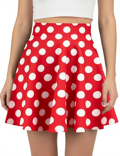 AURUZA Womens Mini Skater Skirt High Waisted A-Line Flared Casual Stretchy Pull On Skirt for Daily Work