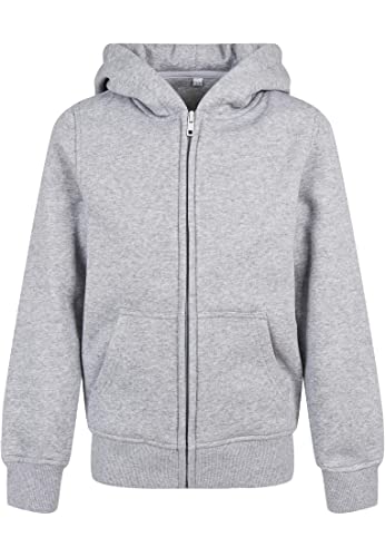 Build Your Brand Felpa con Cappuccio Unisex per Bambini Organic Basic Kids Zip, Grigio Erica, 146 cm-152 cm