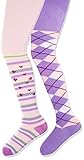 Playshoes Baby - Mädchen Strumpfhose Karo/Herzchen 2er Pack 498974, 900 - Lila, 62-68