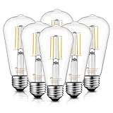 MASTERY MART ST21 [60W Equivalent] [Dimmable] [CRI 95+] LED 5.5W Vintage Light Bulbs, 2700K Soft White, Clear Glass Antique Decorative Filament Edison Bulb, E26 Base, 500LM, (6 Pack)