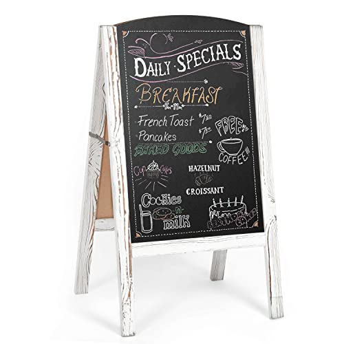 Ilyapa Wooden A-Frame Sign With Rounded Top - 20 X 40 Inches White Sidewalk Chalkboard – Sturdy Freestanding Sandwich Board Menu Display For Restaurant, Business Or Wedding #TOP8