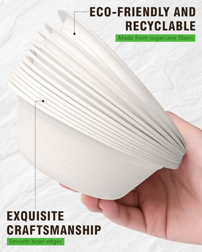 Paper-Bowls-260-Packs-12-OZ-Disposable-Paper-Bowls-Heavy-Duty-Eco-Friendly-White-Disposable-Hot-Soup-Bowls-Bulk-Compostable-Bamboo-Bowls-350ml-for-Party-Camping-Birthday-Festivals