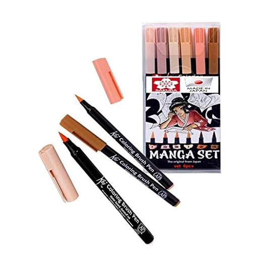manga Sakura Koi Coloring Brush Pen Skin Tones 6 Pack