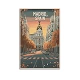 DGHFOP Madrid Vintage Tours (1) Póster de pared en lienzo decorativo para sala de estar, dormitorio, 20 x 30 cm, estilo sin marco