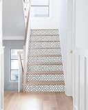 FLFK Geometric Pattern Peel and Stick Stair Riser Decals, Modern Minimalist Black and White，39.3' W x 7.08' H x 7Pcs