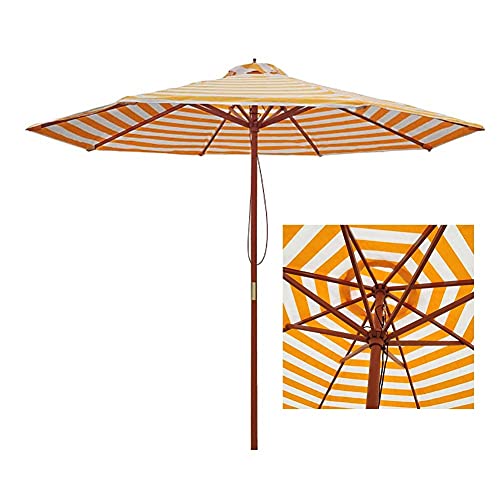 Parasol de jardín ideal para terraza y piscina con 9 pies de cobertura y estructura de madera