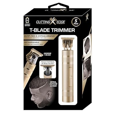Cutting Edge T-Blade Trimmer for Men, T-Blade Precision Beard Trimmer, Bump Free and Hypoallergenic Titanium Gold Blades, 4 Guide Combs, Rechargeable, Precision Trimmer to Detail, Outline, Fade