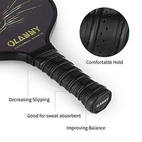 Image of OLANNY Graphite Pickleball Paddles Set- Premium Rackets Fiber Face & Polymer Honeycomb Core Pickleball Set Includes Pickleball Paddles + Pickleball Balls+ Replacement Soft Grip + 1 Bag
