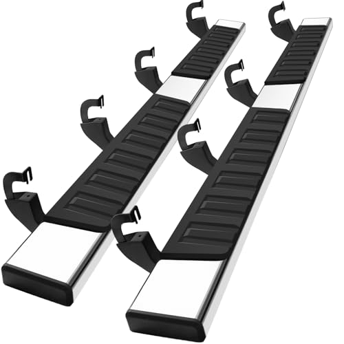 COMNOVA 6' Running Boards Compatible with 07-18 Chevy Silverado/GMC Sierra 1500 Crew Cab; 07-19 2500 3500HD. Running Boards for Silverado Crew Cab(Including in 8 Brackets with Plastic Covers)