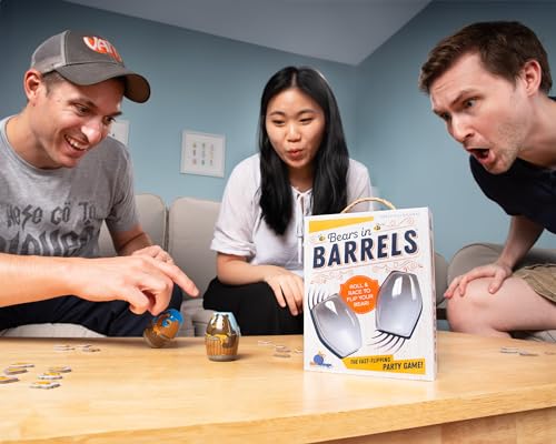Bears in Barrels Fun Dexterity Party Game for all ages by Blue Orange Games, 4 to 8 Players