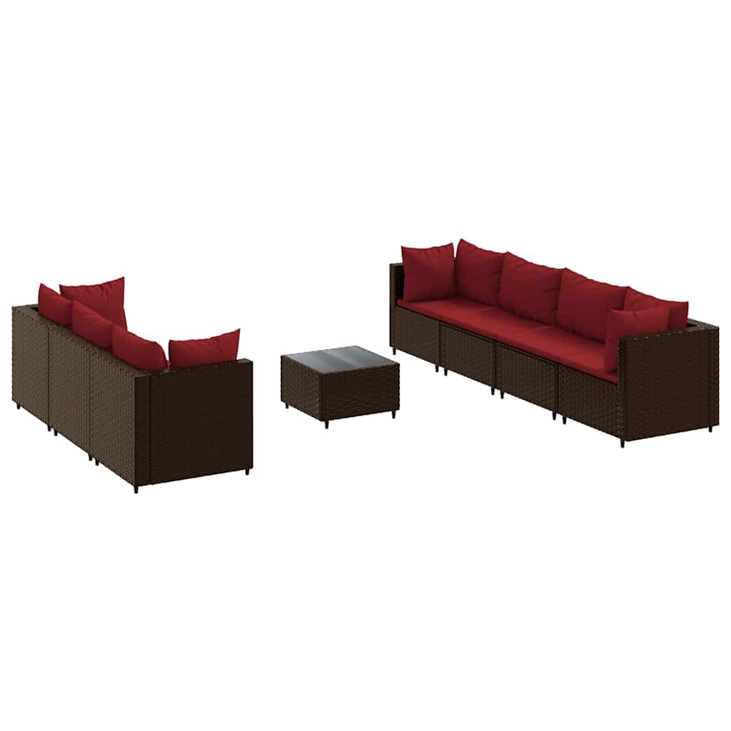 Generico Set Divani da Giardino 8 pz con Cuscini in Polyrattan Marrone,Mobili da Giardino,Set da giardino-3308037