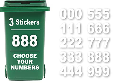 3 Pack Wheelie Bin Numbers for Bins - Choice of Numbers 0-9 - Wheelie Bin Stickers for Wheelie Bins Bin Number Stickers Vinyl 18cm Bin Sticker Easy to Apply Sticky Numbers Bin Numbers (8)