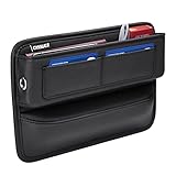 Car Seat Gap Filler Organiser, PU Leather Car Organizer Front Seat Gap Filler, Car Console Side Pocket, Car Seat Gap Storage Box with USB Charging Hole for Wallets Phones Keys Cards Coins Sunglasses