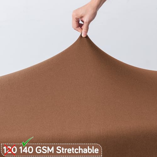 Image of HOKIPO 'SereneSolids' 140 GSM Dining Bench Cover Stretchable Slipcover, Brown (AR-6245-BR)