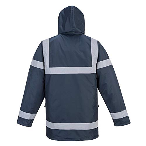 Image of Portwest Iona Lite Jacket Reflective Work Protection Safety Warning Hi Vis, Navy, Small