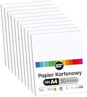 perfect ideaz Biała karta fotograficzna, 50 arkuszy, rozmiar A4 (21 x 29,7 cm), papier rzemieślniczy, barwione arkusze, papier budowlany w 300 g/m², barwiony karton do rysowania, wysokiej jakości
