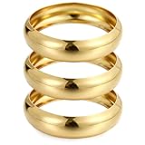 Chunky Gold Bangle Bracelets for Women, Dainty 14k Gold Plated Big Stackable Bangles Set, Trendy Cuff Bracelet Stack Fashion Jewelry Gifts (A2-gold)