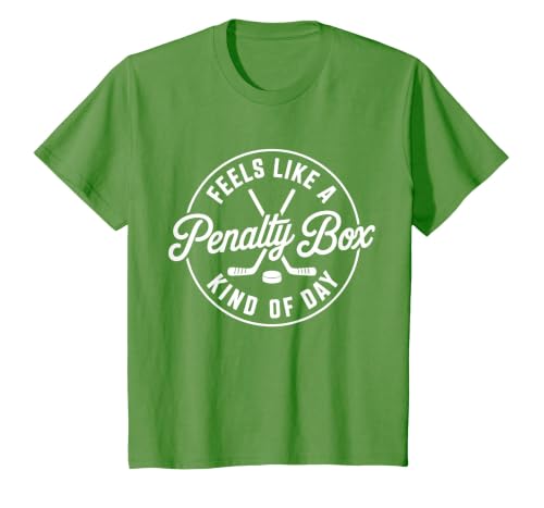 Funny Hockey Feels Like A Penalty Box Kind of Day Fan T-Shirt, Youth, Grass Green, Medium
