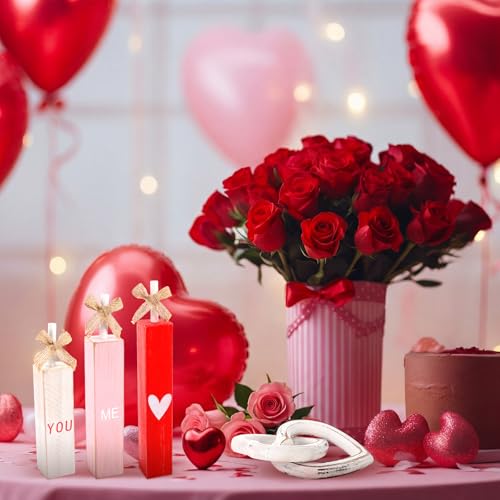 Décoration table Saint-Valentin bois rustique | Panneau cœur rouge rose