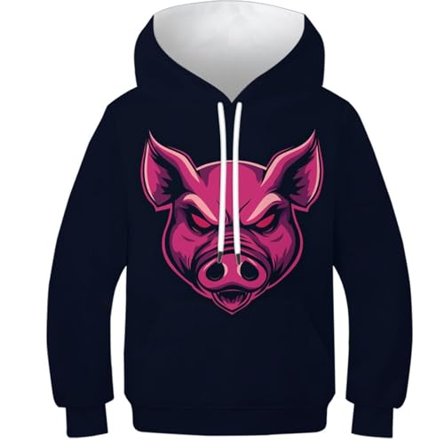 Sweat Garcon cochon maléfique ado fille 12-14 ans capuche graphique pull 3D