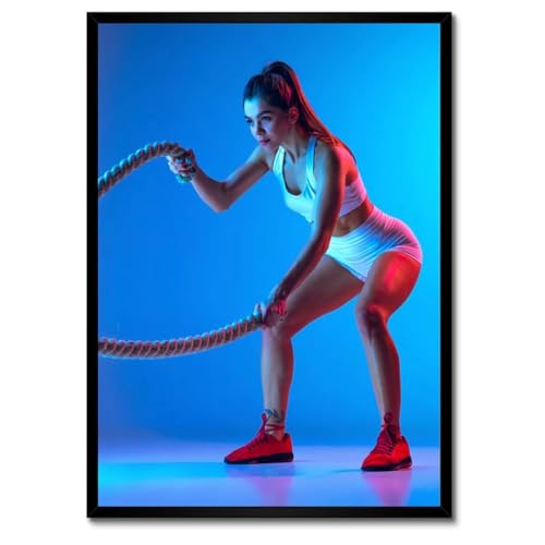 Poster exercices de corde de qualité supérieure 50x70 cm sous cadre blanc rigide élégant