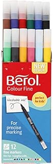 Berol Colour Fine Pens with Washable Ink 0.6mm Line Wallet Assorted [Pack of 12]
