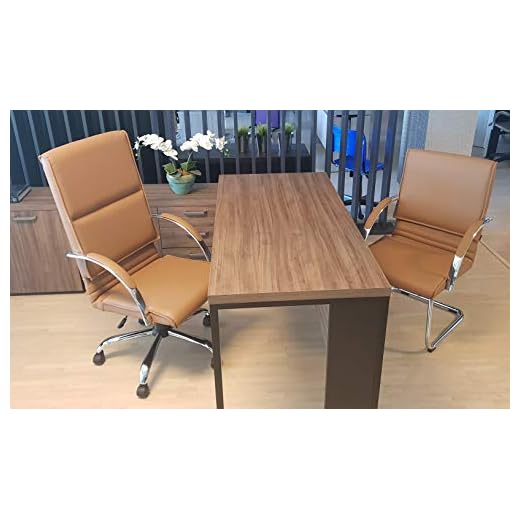 KIT 1 Cadeira Escritório Boss Presidente + 2 Fixas CompreAlegre Caramelo Cromada