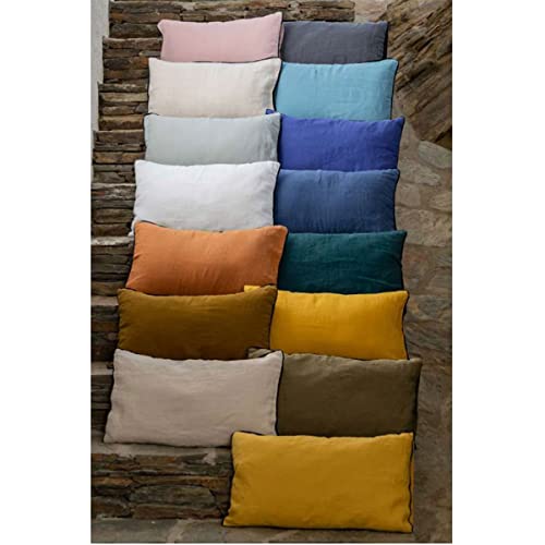 Housse de coussin lin lavé 45x45 Vent Du Sud terre cuite déco salon - 4