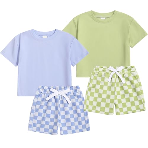 Image of 4 Piece Baby Boys' Clothing Sets Toddler Summer Outfits | Cotton Cute Baby Boy Summer Clothes, Short Sleeve Toddler T Shirts & Elastic Short Sets for Infant