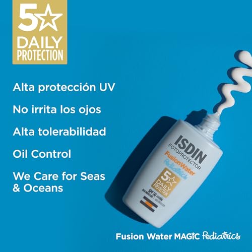 ISDIN Fusion Water MAGIC Pediatrics SPF 50 Protector Solar Facial Ultraligero de Uso Diario para Niños y Bebés Protege y Cuida la Piel Delicada del Niño y del Bebé, 50 ml - imagen 5