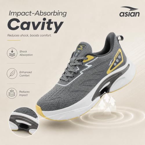 Image of ASIAN Powerplay-44 Running Shoes for Men | Lightweight Breathable Mesh Sports Sneakers with Cushioned Midsole, Strong Grip Sole | Gym, Walking & Training Shoes