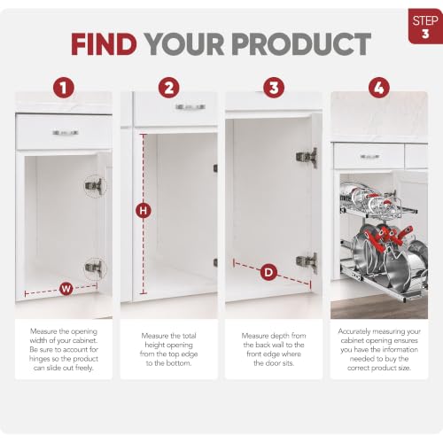Image of Rev-A-Shelf Pullout Organizer for Cabinets, Min Opening Width 20.5 inch
