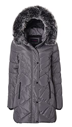 Sportoli Women Long Quilted Plush Lined Outerwear Puffer Jacket Winter