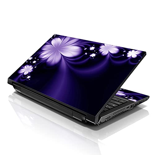 Image of LSS Laptop 17-17.3 inch Skin with Colorful Purple Flower Pattern for HP Dell Lenovo Apple Asus Acer Compaq - Fits 16.5 inch 17 inch 17.3 inch 18.4 inch 19 inch (2 Wrist Pads Free)