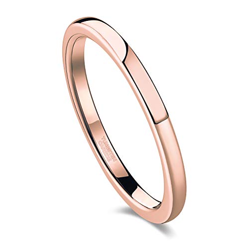 Image of TRUMIUM 2mm 4mm 6mm 8mm Tungsten Wedding Band Ring for Men Women Silver /Rose Gold Plated /Rainbow /Gold Plated Domed High Polish Engagement Promise Rings Comfort Fit 4-15