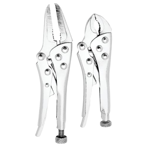 Image of Performance Tool 1914 Heat Treated Alloy Steel Pliers Set - Includes 5-Inch Long Nose and 4-Inch Curved Jaw Pliers for Strength, Durability, and Precision