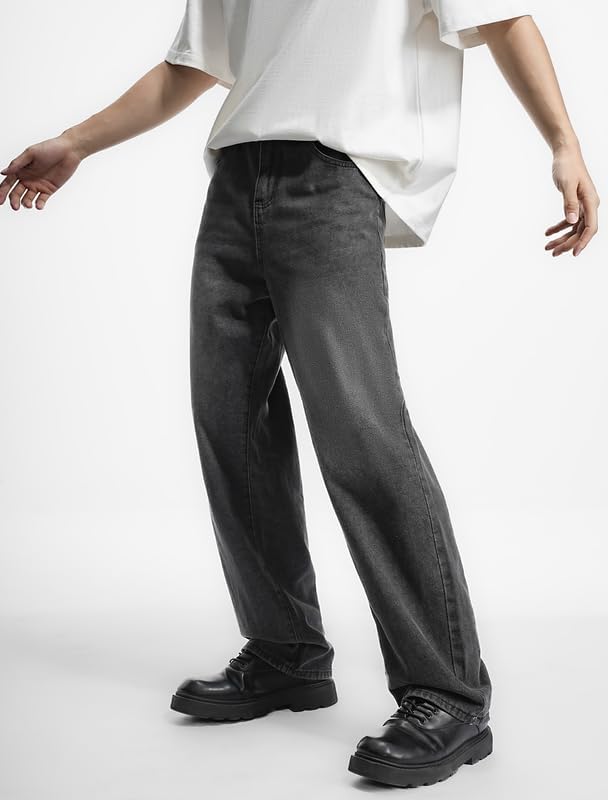 LOGEQI Mens Baggy Hip Hop Jeans Wide Leg Streetwear Jeans Loose Fit Y2K Skater Denim Pants - Image 6