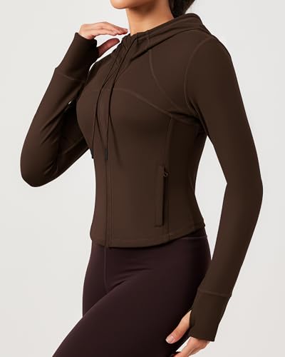 QUEENIEKE Hooded Workout Jacket for Women - Zip Up Athletic Running BBL Jacket Croped Tops3
