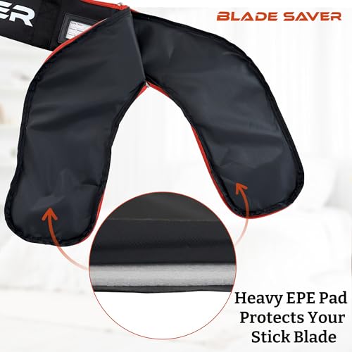 BLADE SAVER Ice Hockey Stick Bag for Travel - Premium Padded Adjustable Hockey Stick Travel Bag with Durable Zippers and Snaps and Name Card Slot for Transporting and Storing Player and Goalie Sticks