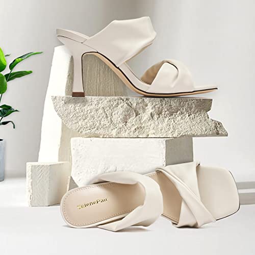 SelenePair-Womens-Square-Open-Toe-High-Heeled-Sandals-Fashion-Stiletto-Heel-Pumps-Backless-Peep-Toe-Slip-on-Dress-Shoes