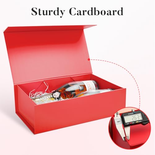Image of LIFELUM Red Magnetic Gift Box for Christmas Presents, 14 inchx8.5 inchx4.5 inch