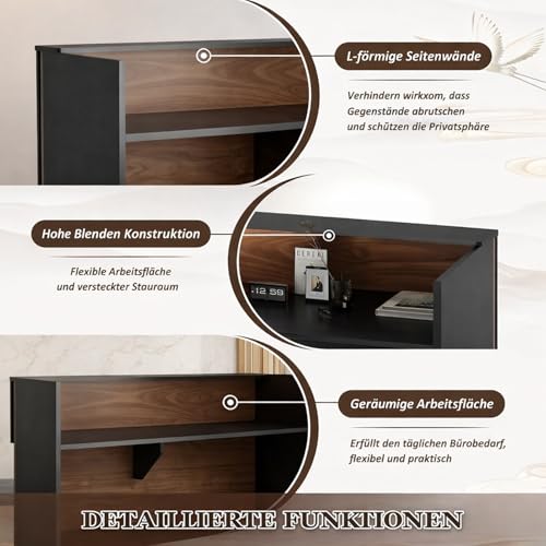 Heliosrider Moderne Empfangstheke mit Schublade und Aktenschrank Fronttresen für Büro, Salon, Spa und Einzelhandel Kleine Empfangstresen für begrenzte Räume (I, 160CM)