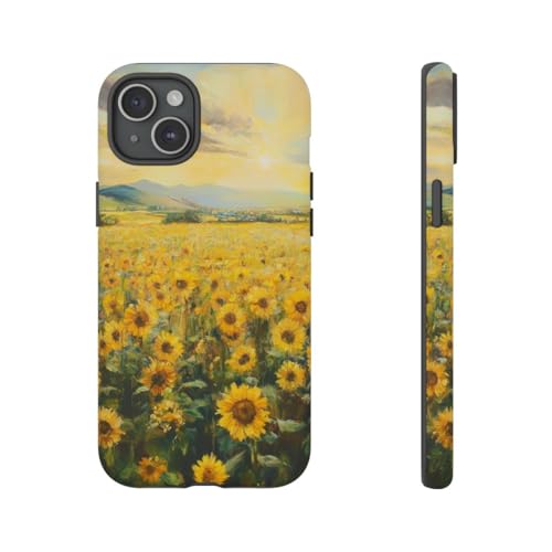 Coque iPhone 15 Plus tournesol rigide mate anti-traces et légère