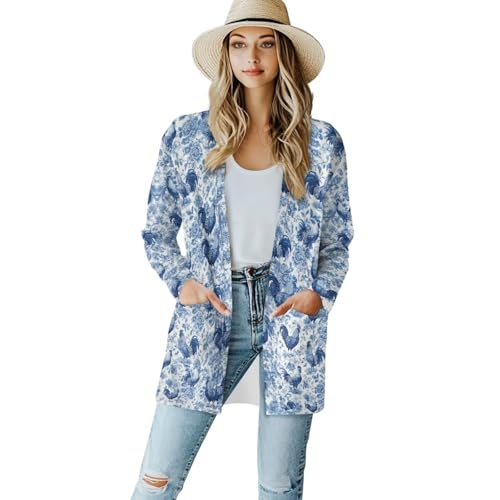 Image of Women's Open Front Cardigan Long Sleeve Loose Sweater Lightweight Soft Cardigan Jackets