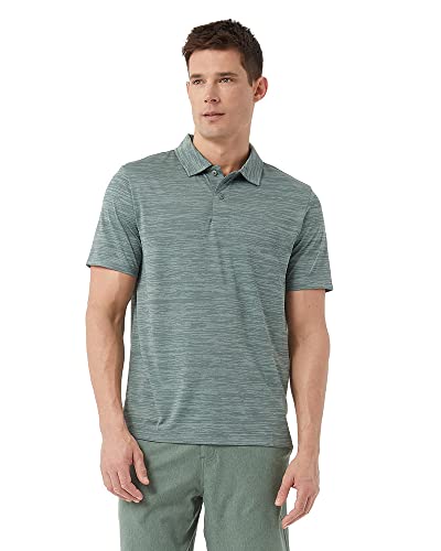 32 Degrees Men’s Everyday Micro Stripe Polo Shirt | Moisture Wicking | Stretch Comfort | Golf | Office