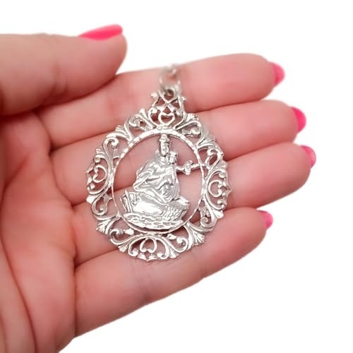 Medalla Colgante Virgen del Carmen Plata Ley 925 50mm Medalla Colgante Virgen del Carmen Plata Ley 925 50mm