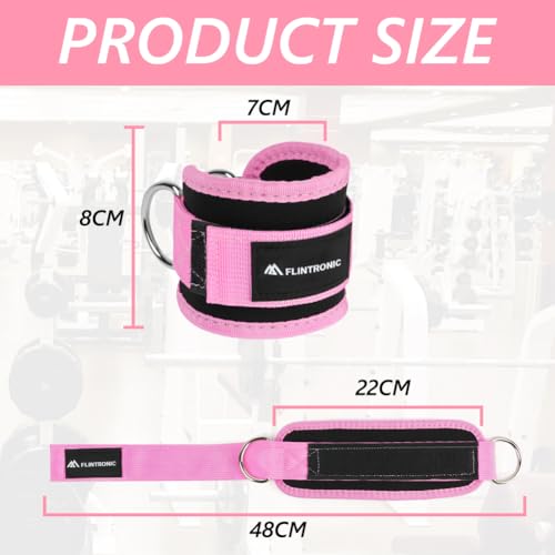 Flintronic Fußschlaufen Kabelzug mit D-Ringen, Fußschlaufen für Fitness Training, Fußmanschetten Kabelzug für Männer und Frauen Beinstrecker, Ankle Straps für Fitness Gesäßmuskeln und Beintraining